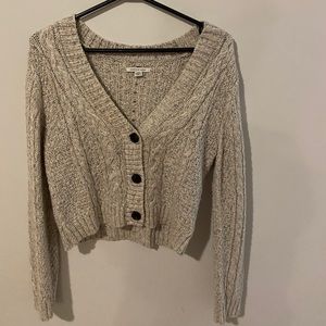 Grey cable knit cardigan